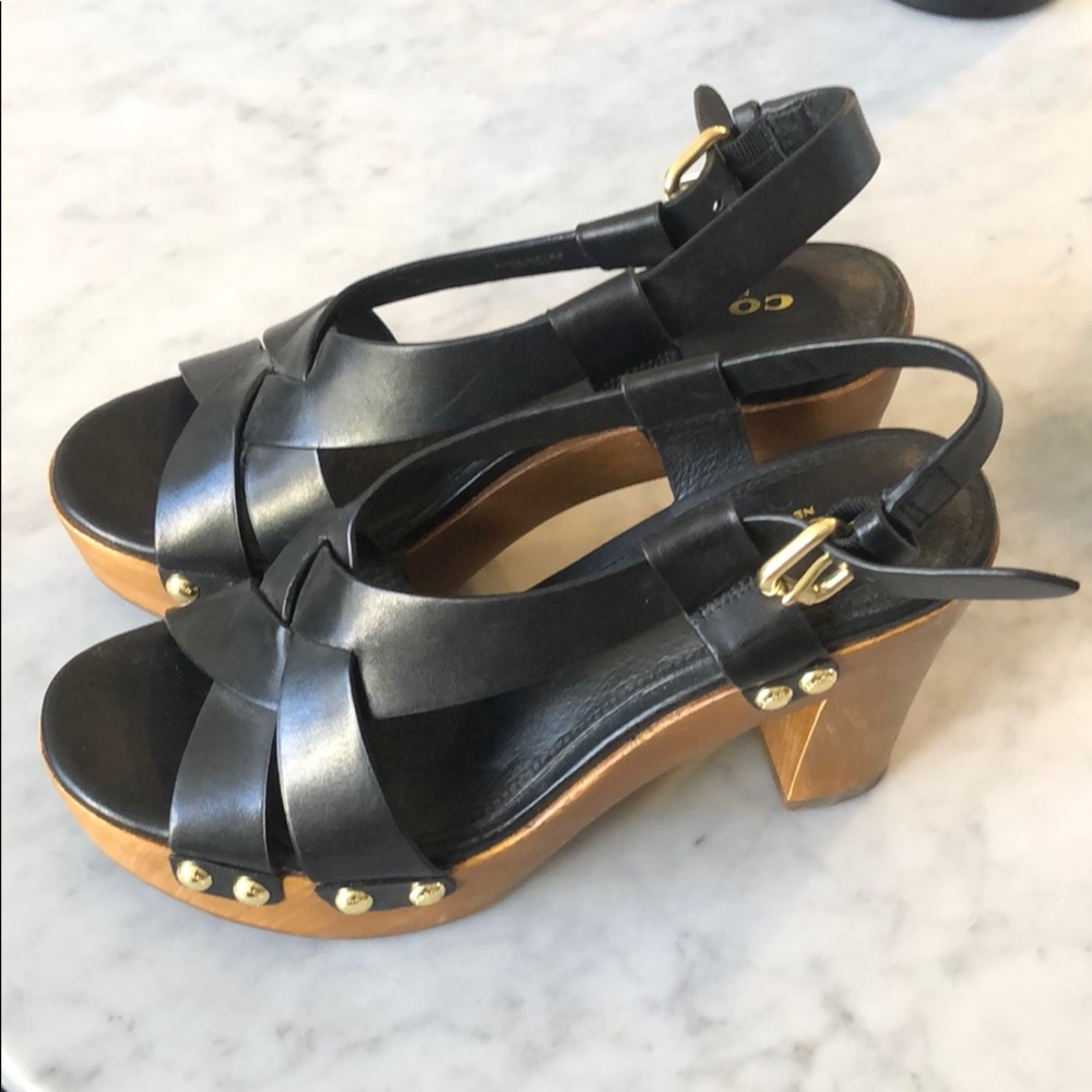 Coach wooden platform sandals size 6